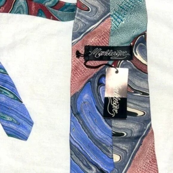 Men's Marbelesque Multicolor Patterned Tie - Picture 3 of 4